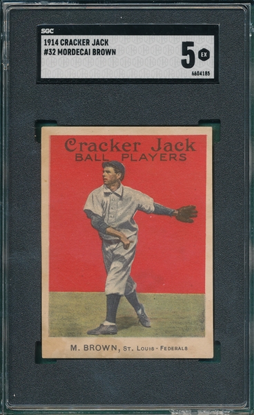 1914 Cracker Jack #32 Mordecai Brown SGC 5