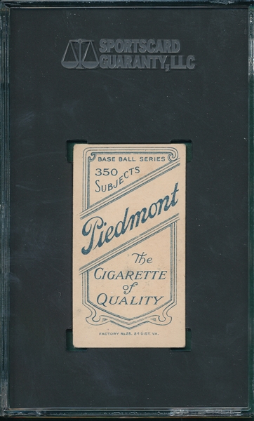 1909-1911 T206 Huggins, Hands At Mouth, Piedmont Cigarettes, SGC 4.5