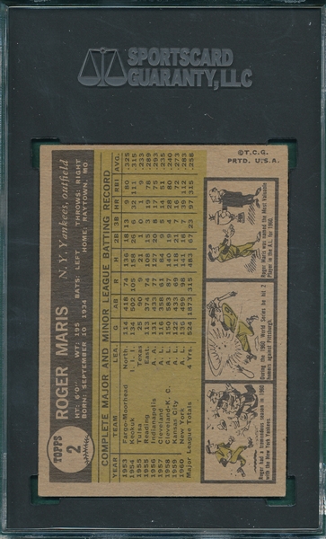 1960 Topps #2 Roger Maris SGC 5.5 
