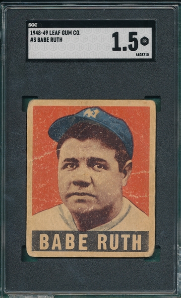 1948-49 Leaf #3 Babe Ruth SGC 1.5