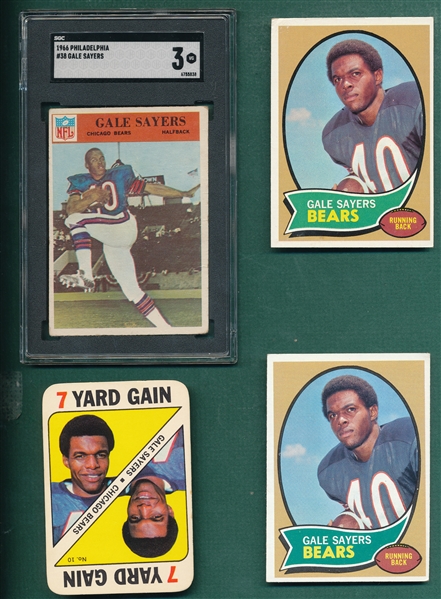 1966-70 Lot of (4) Gale Sayers W/ Philadelphia #38 SGC 3 *Rookie*