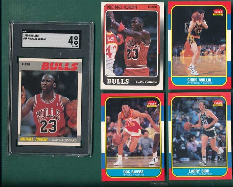1986-89 Fleer BSKT Lot of (5) W/ 1987 #59 Michael Jordan SGC 4