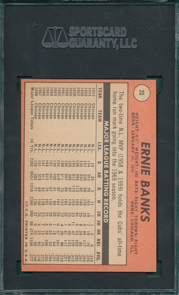 1969 Topps #20 Ernie Banks SGC 7
