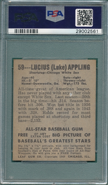 1948-49 Leaf #59 Lucius Appling PSA 7