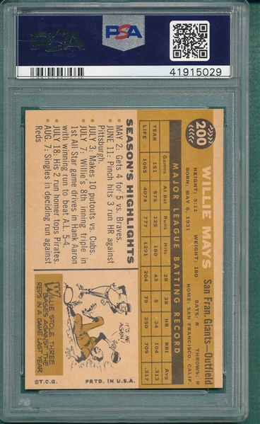 1960 Topps #200 Willie Mays PSA 7