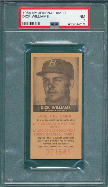1954 NY Journal-American Dick Williams PSA 7