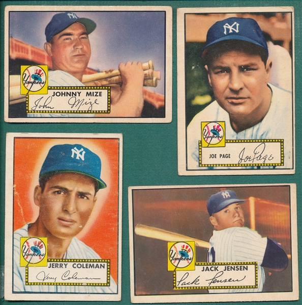 1952 Topps Lot of (10) Yankees W/ #129 Mize