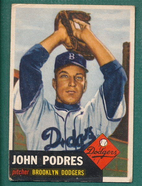 1953 Topps #263 Johnny Podres, Rookie, *SP*
