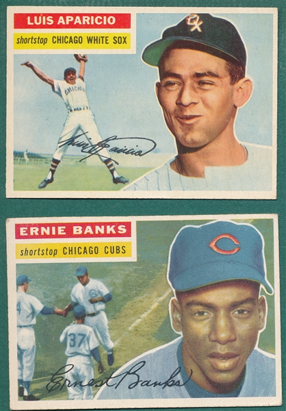 1956 Topps #15 Banks & #292 Aparicio, Rookie, Lot of (2)