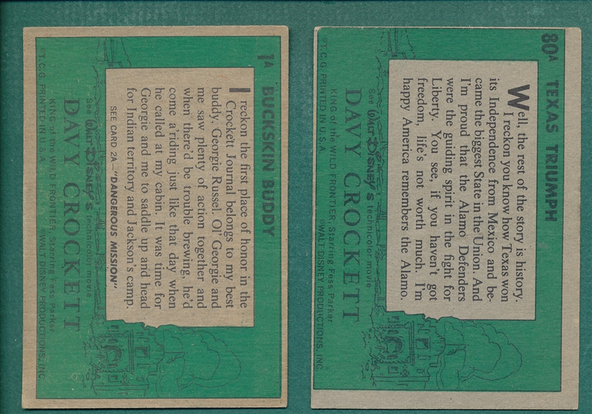 1956 Topps Davy Crockett, Green, Complete Set (80)