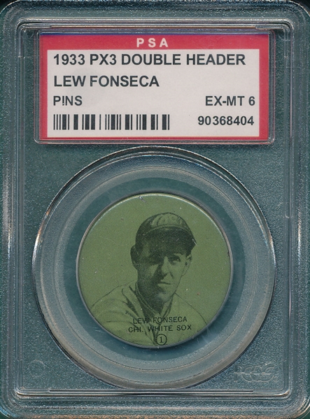 1933 PX3 Double Header Lew Fonseca, Pin, PSA 6