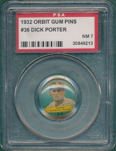 1932 Orbit Gum Pins #36 Dick Porter PSA 7