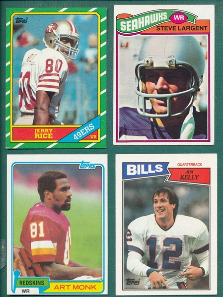 1977-87 Topps FB Lot of (8) HOF Rookie Cards W/ Largent, Monk, Kelly and Rice