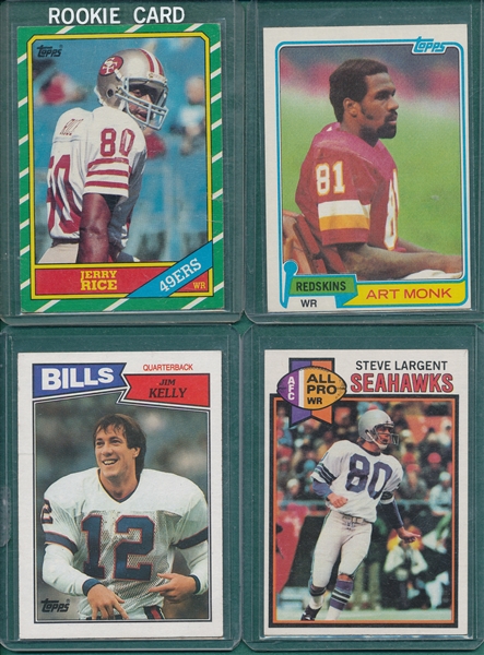 1977-87 Topps FB Lot of (8) HOF Rookie Cards W/ Largent, Monk, Kelly and Rice