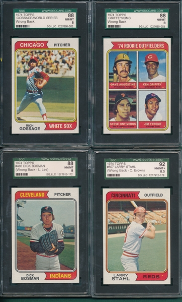 1974 Topps Lot of (12) Wrong Backs W/ Gossage