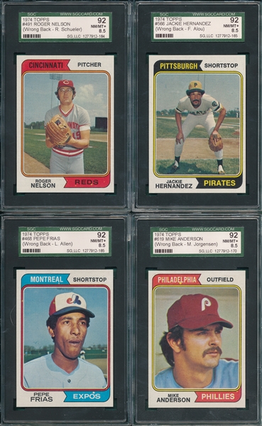 1974 Topps Lot of (12) Wrong Backs W/ Gossage