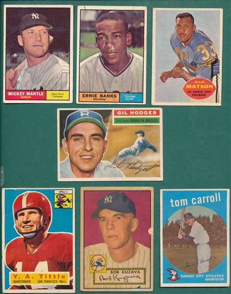 1952-63 Baseball & Football Lot of (41) W/ 61T Mantle