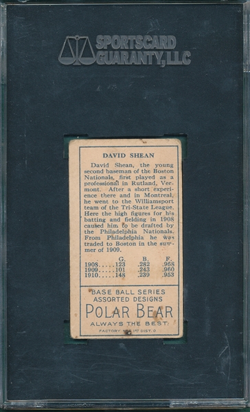 1911 T205 Shean, Cubs, Polar Bear Tobacco SGC 45