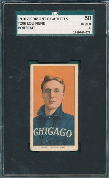 1909-1911 T206 Fiene, Portrait, Piedmont Cigarettes SGC 50