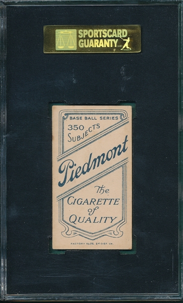 1909-1911 T206 McIntyre, Matty, Piedmont Cigarettes SGC 50