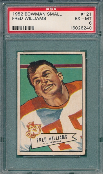 1952 Bowman Small FB #121 Fred Williams PSA 6