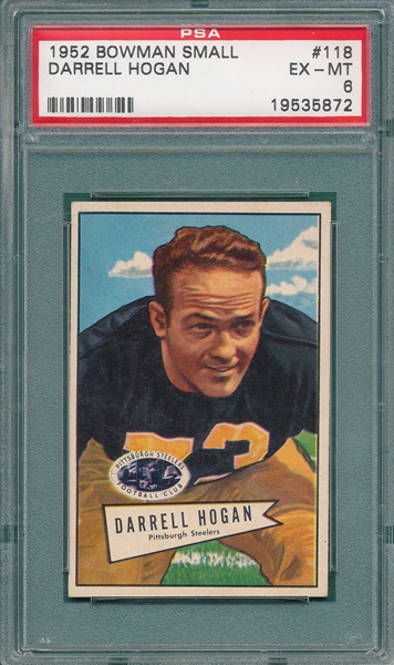 1952 Bowman Small FB #118 Darrell Hogan PSA 6