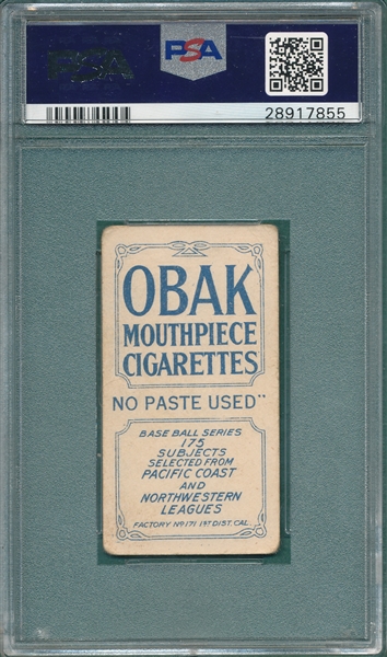 1910 T212-2 Brinker Obak Cigarettes PSA 2.5