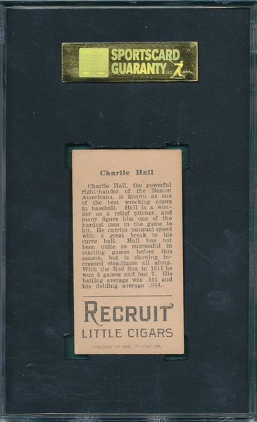 1912 T207 Hall Recruit Little Cigars SGC 50