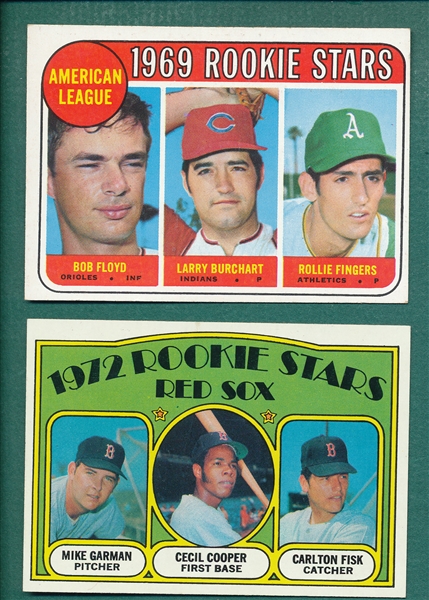 1969 Topps #597 Fingers, Rookie & 1972 #79 Fisk, Rookie, Lot of (2)