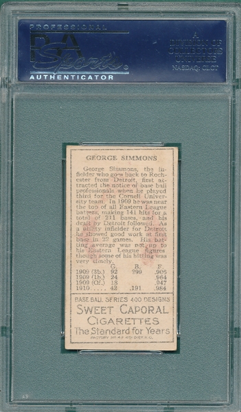 1911 T205 Simmons Sweet Caporal Cigarettes PSA 6