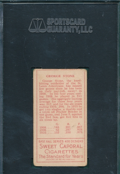 1911 T205 Stone Sweet Caporal Cigarettes SGC 50
