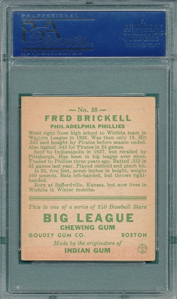1933 Goudey #38 Fred Bickell PSA 5.5