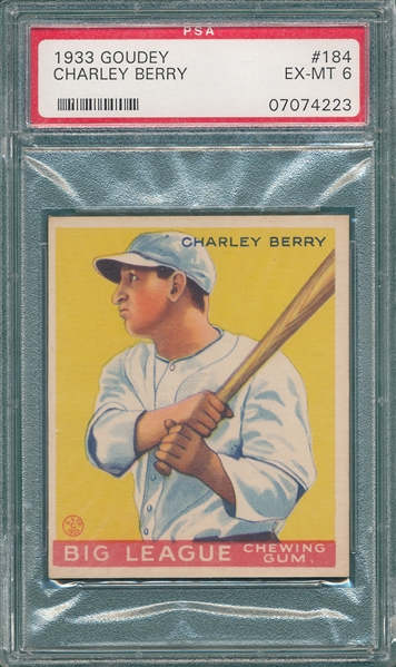 1933 Goudey #184 Charley Berry PSA 6 