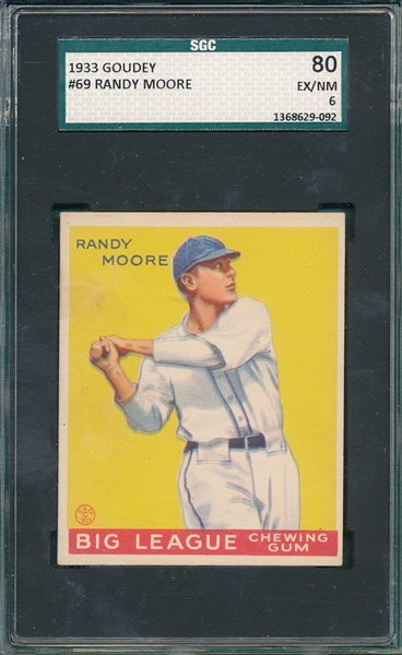 1933 Goudey #69 Randy Moore SGC 80