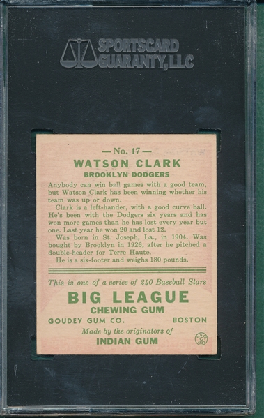 1933 Goudey #17 Watson Clark SGC 55
