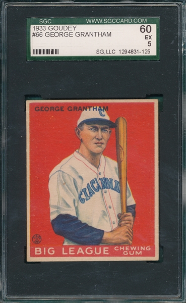 1933 Goudey #66 George Grantham SGC 60