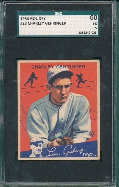 1934 Goudey #23 Charley Gehringer SGC 60