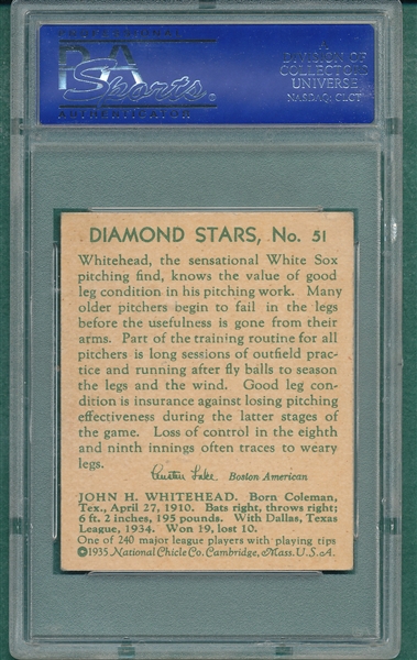 1934-36 Diamond Stars #51 John Whitehead PSA 6