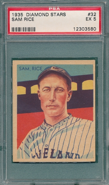 1934-36 Diamond Stars #32 Sam Rice PSA 5