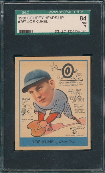 1938 Goudey #267 Joe Kuhel, Heads-Up, SGC 84
