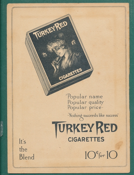 1910-11 T3 #87 Eddie Collins Turkey Red Cigarettes *Ad Back*