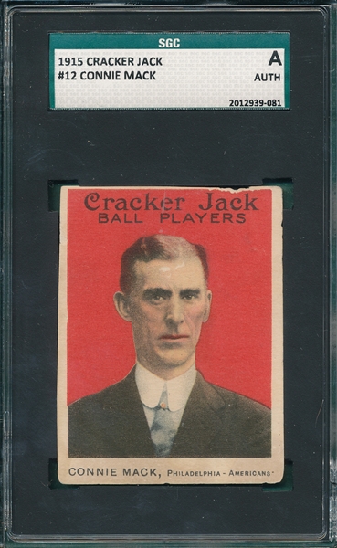 1915 Cracker Jack #12 Connie Mack SGC Authentic
