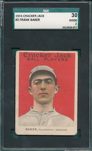 1915 Cracker Jack #2 Frank Baker SGC 30