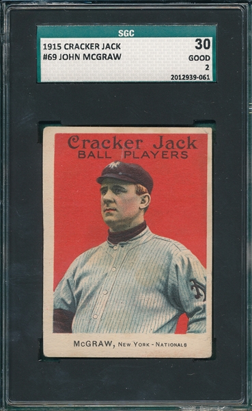 1915 Cracker Jack #69 John McGraw SGC 30