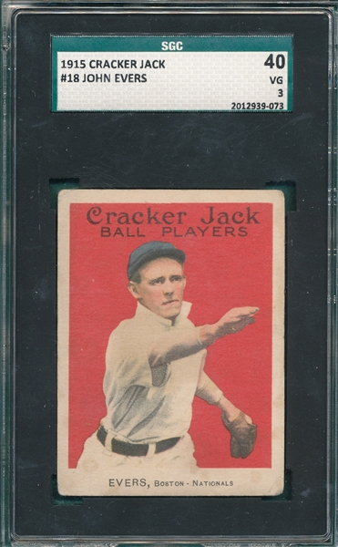 1915 Cracker Jack #18 Johnny Evers SGC 40  
