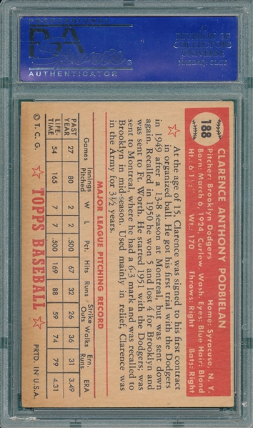 1952 Topps #188 Clarence Podbielan PSA 5