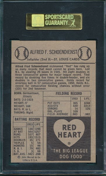 1954 Red Heart Red Schoendienst SGC 84