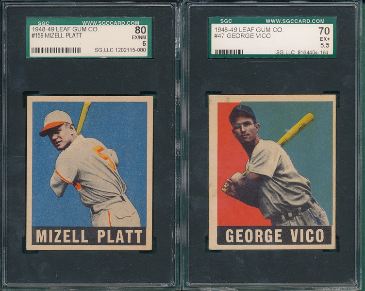 1948-49 Leaf #47 Vico SGC 70 & #159 Platt SGC 80, Lot of (2)