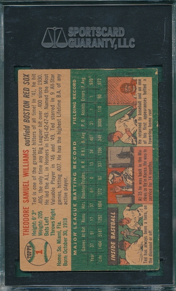1954 Topps #1 Ted Williams SGC 45