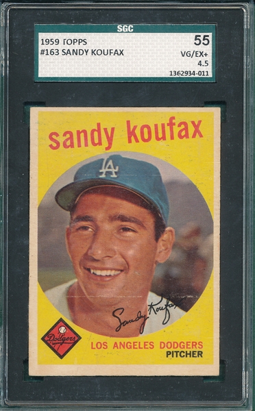 1959 Topps #163 Sandy Koufax SGC 55